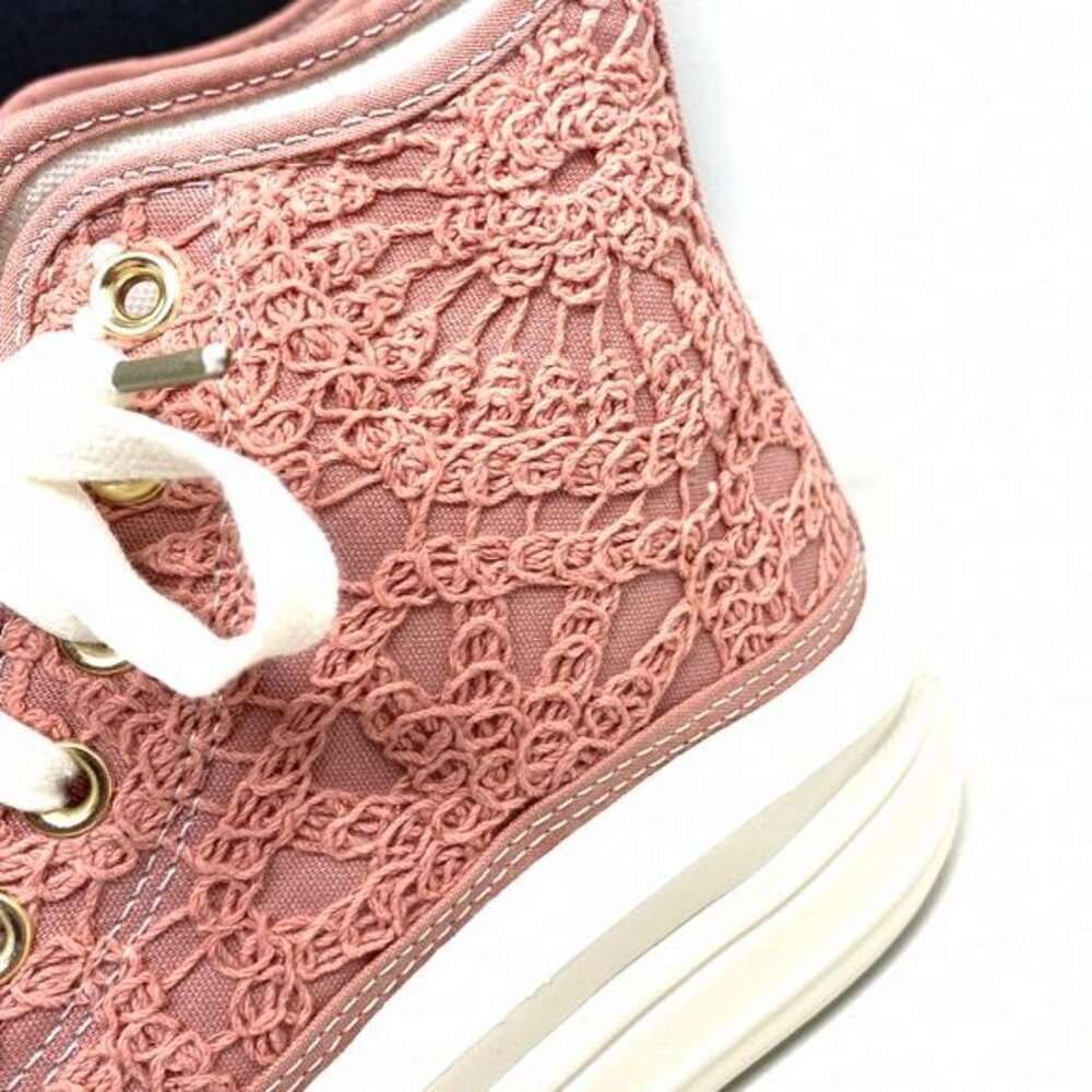 Converse Chuck Move Platform Sneaker Women's Crocheted A03951C Pink High Cotton - Picture 9 of 12